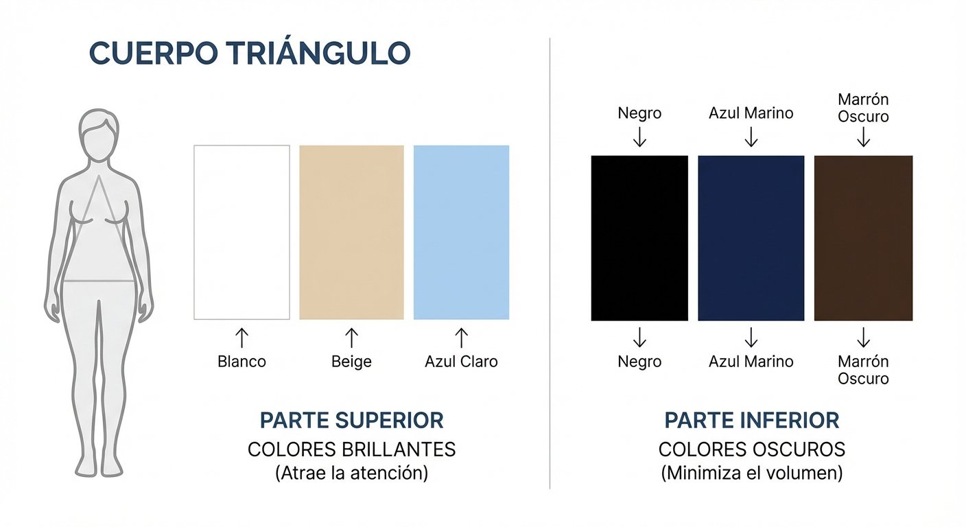 Guía visual de colores ideales para parte superior e inferior