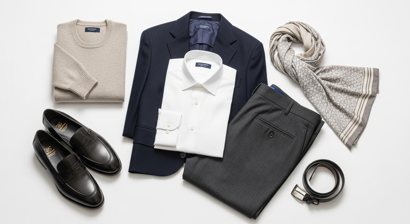 Composición de piezas básicas del guardarropa clásico