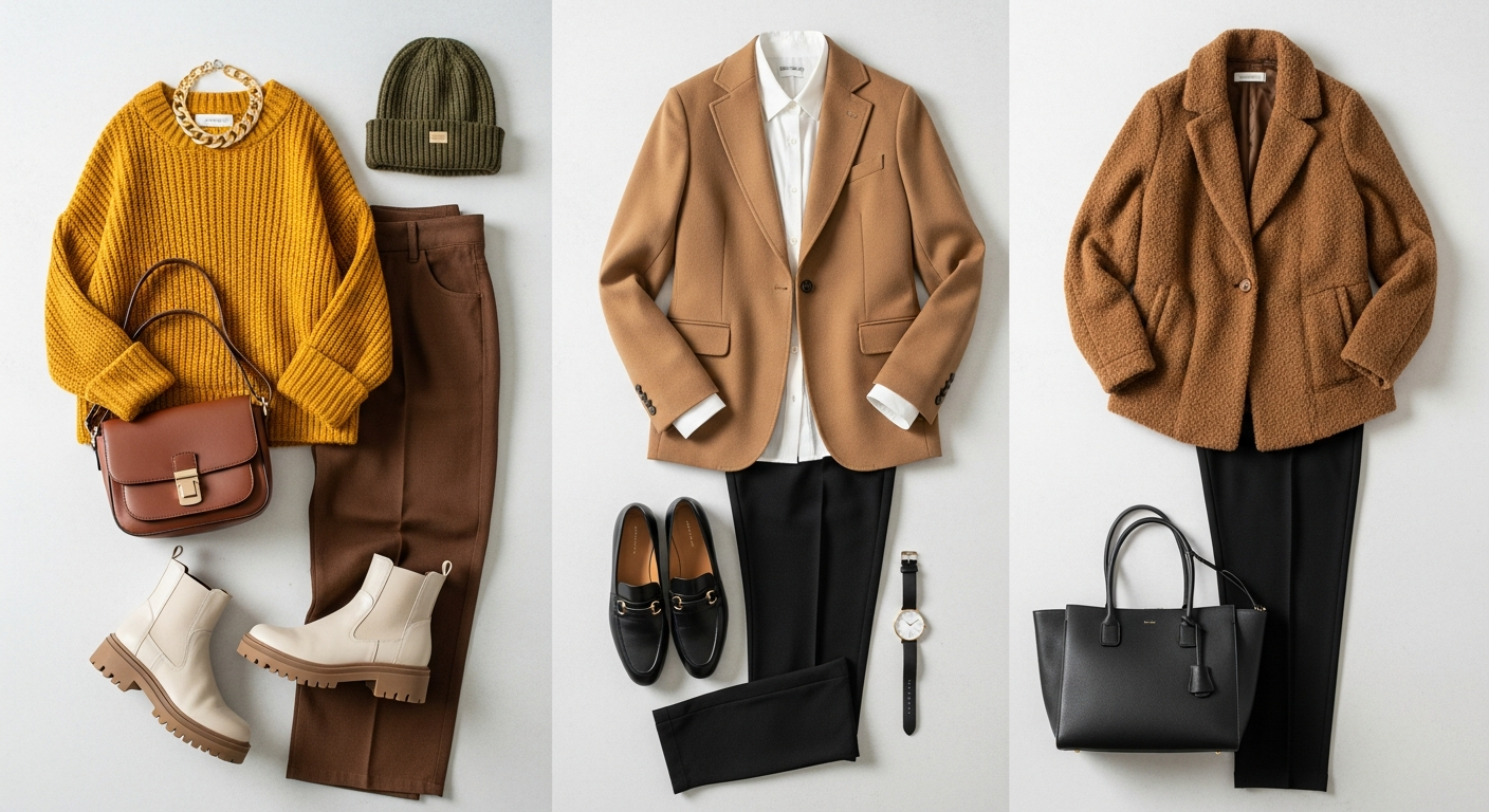 Ejemplos prácticos de outfits usando la paleta otoño cálido para inspirar a las lectoras