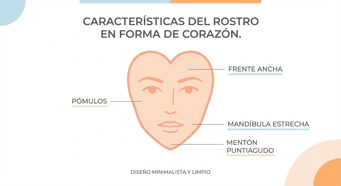 Diagrama explicativo de las características del rostro corazón