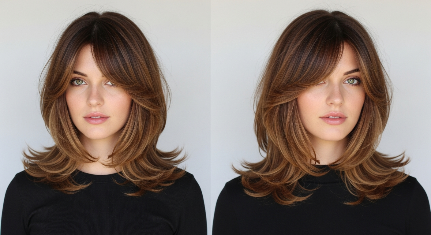 Mujer con rostro corazón luciendo peinados favorecedores