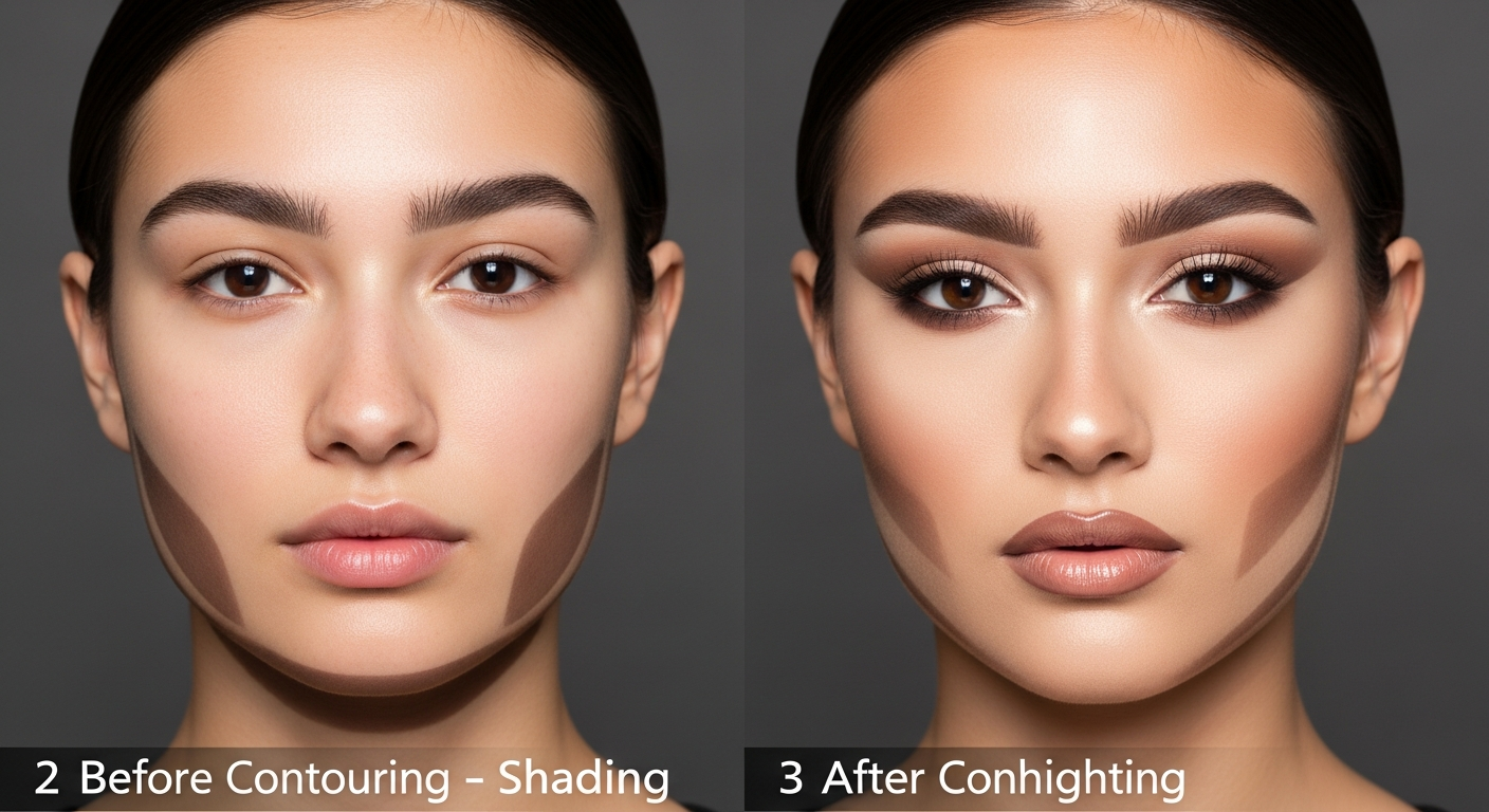 Tutorial visual de maquillaje y contouring para rostro cuadrado