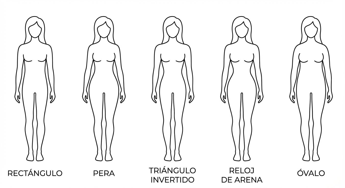 Diagrama visual de los 5 tipos de silueta