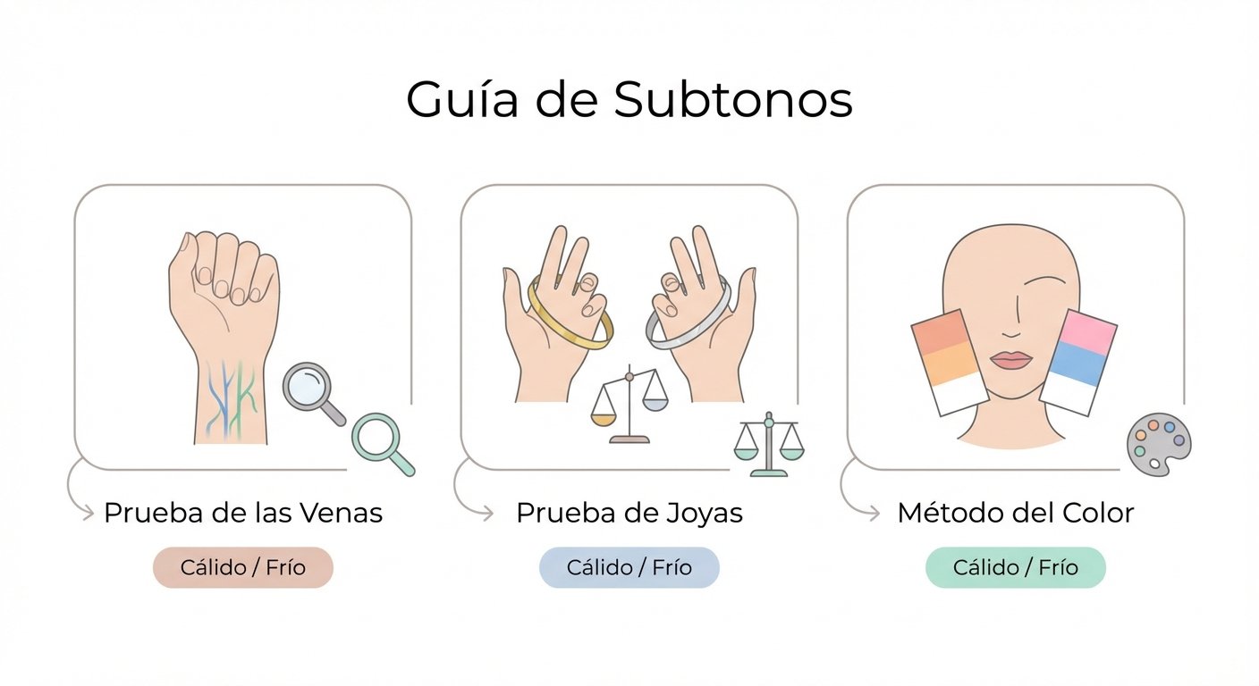 Guía visual de los tres métodos principales del test de subtono