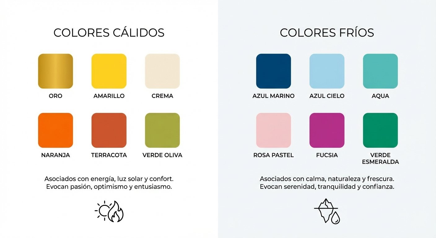 Comparativa visual de colores para subtonos cálidos vs fríos