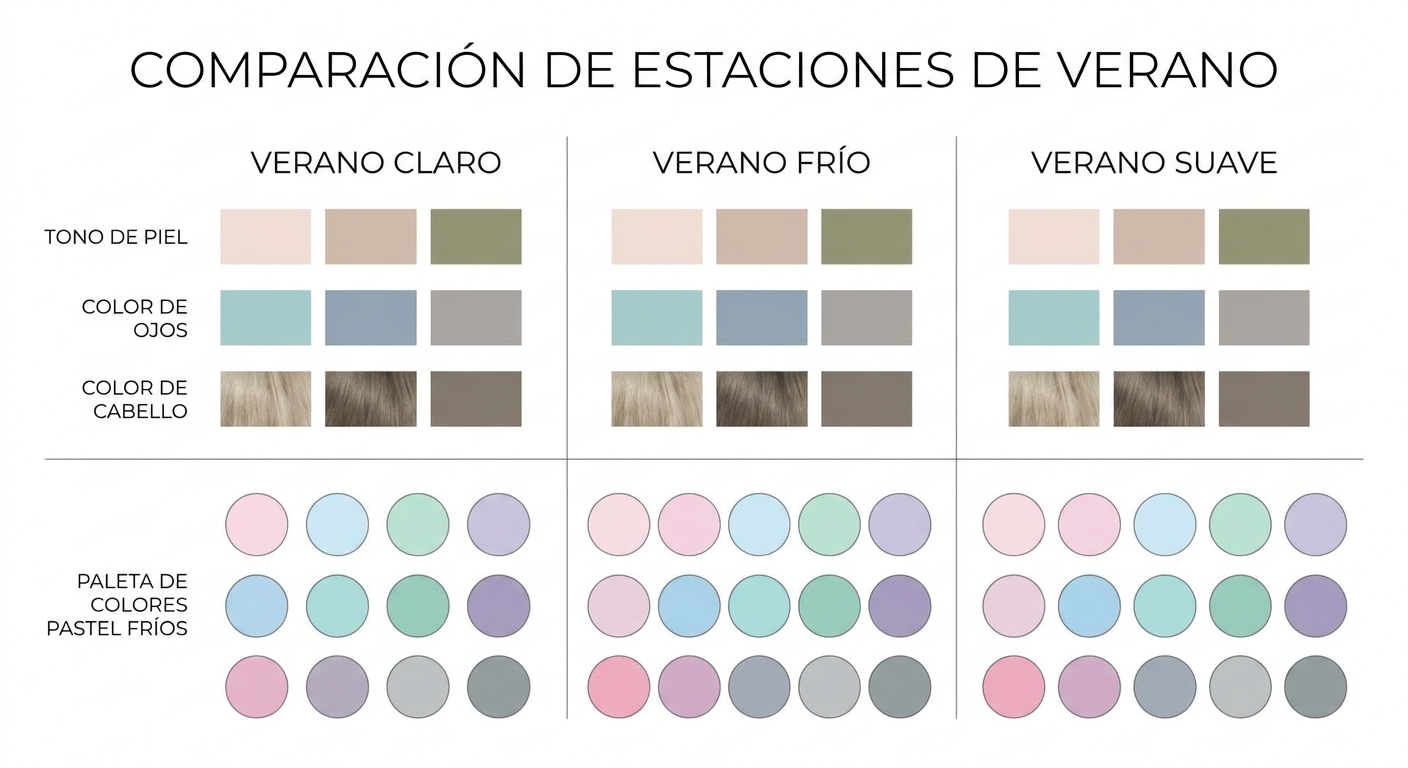 Diagrama visual comparativo de las características físicas del Verano Claro vs subestaciones similar