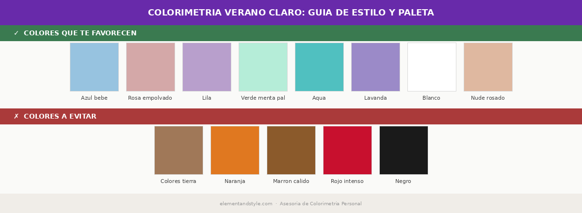 Paleta de colores Colorimetria Verano Claro: Guia de Estilo y Paleta