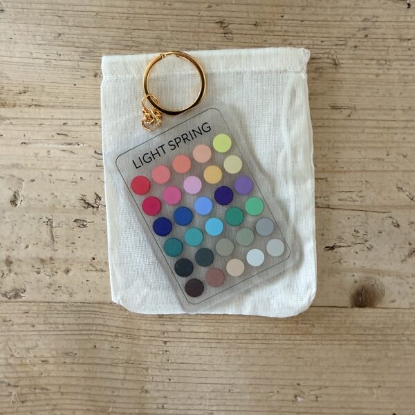 Llavero de colorimetría de acrílico con su bolsita de algodón natural