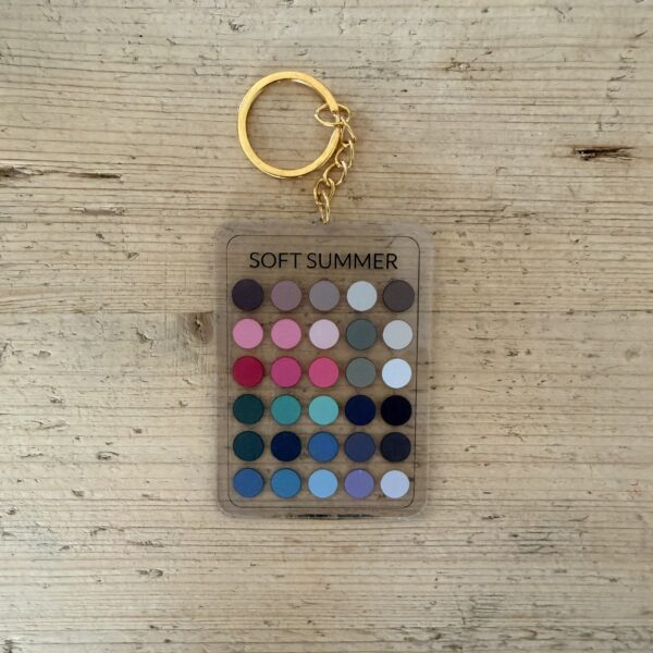 Llavero de colorimetría Verano Suave (Soft Summer) — 30 colores de su paleta en acrílico