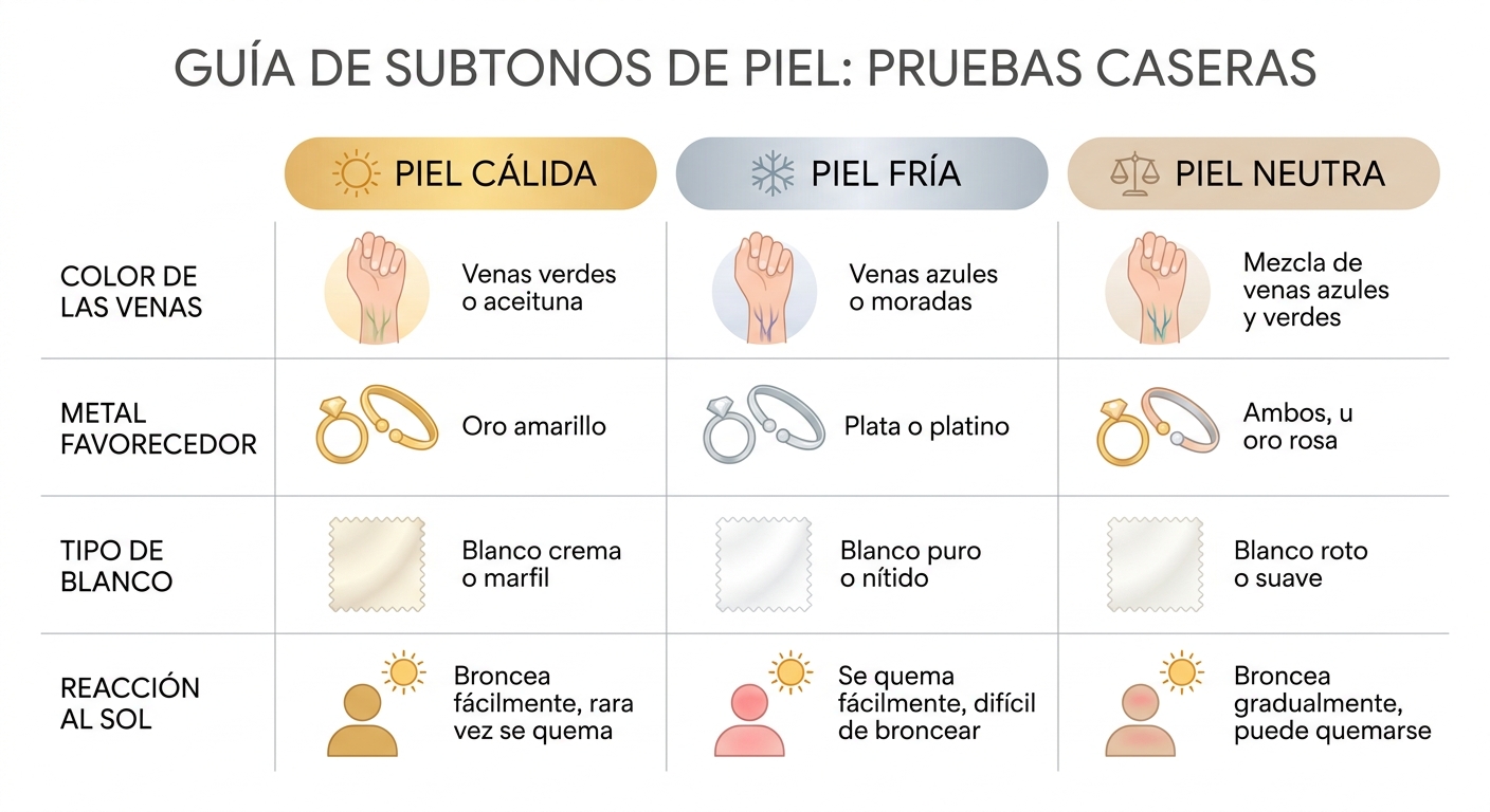 Representar visualmente la tabla resumen con los resultados de las 4 pruebas para piel cálida, fría 