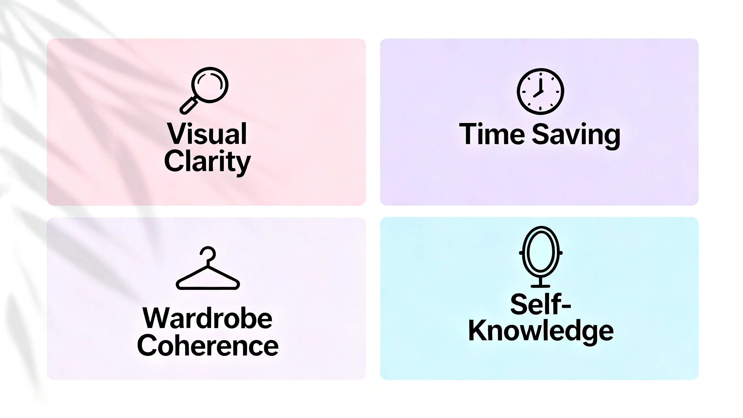 Representar visualmente los beneficios clave de tener un lookbook personal (claridad, ahorro de tiem