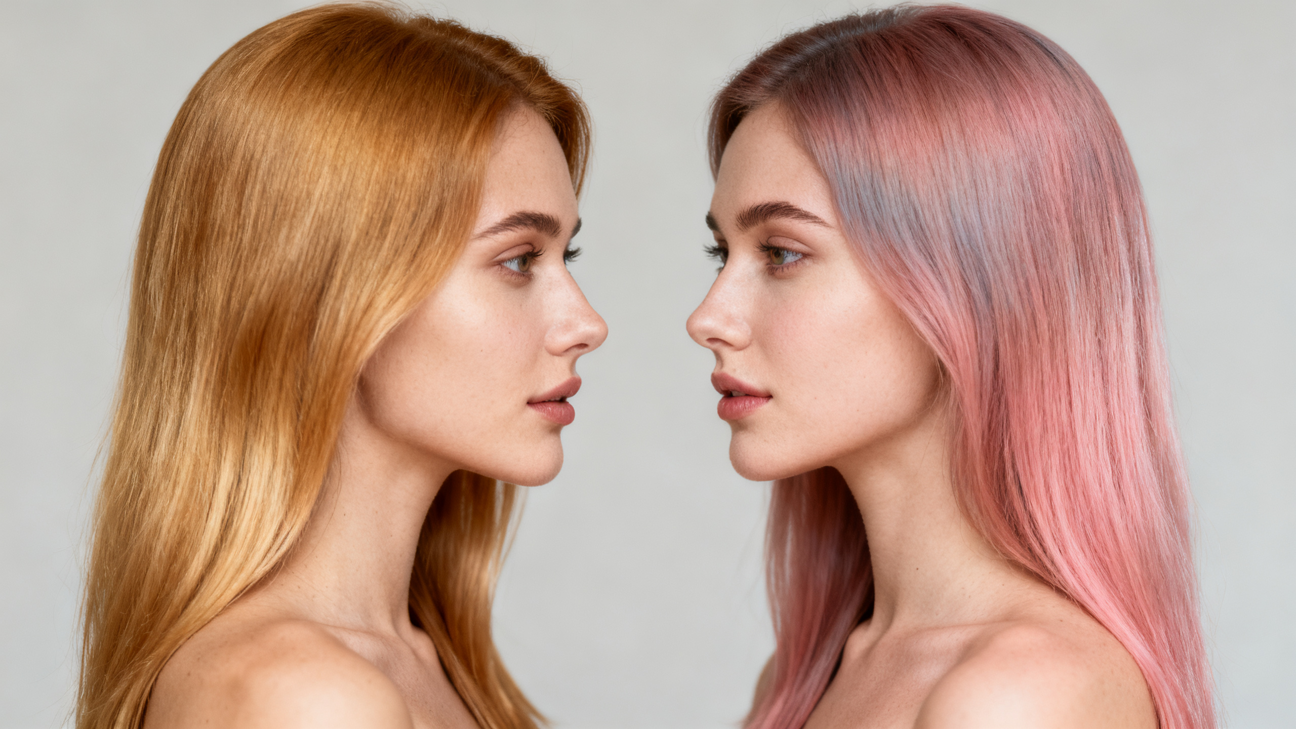 Ilustrar visualmente el contraste entre dos mujeres con el mismo tono de cabello pero diferente resu